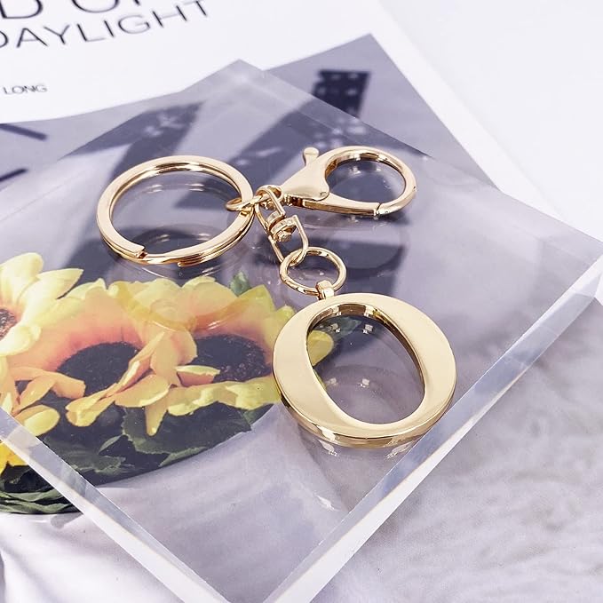 LAXPICOL Gold Letter A-Z Keychain for Women Bag Charms Purse Charms For Handbags Metal Alphabet Initial Letter Keychain