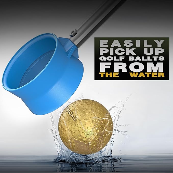 Golf Ball Retriever Telescopic for Water, 12Ft/9Ft Two-Sided Golf Ball Grabber Stainless Steel Ball Retriever Tool Golf Ball Picker Golf Accessories