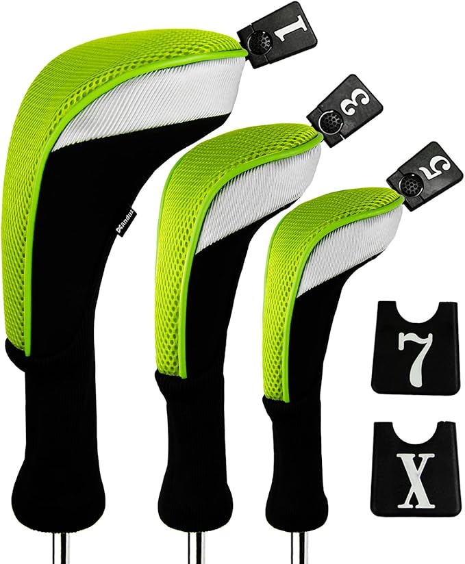 Andux 3pcs/Set Golf 460cc Driver Wood Club Head Covers Long Neck with No. Tags