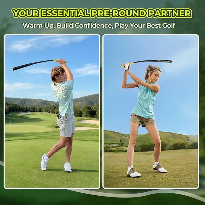 Golf Swing Trainer Aid for Power & Driving Distance | Flexible Weighted Golf Training Aid Improves Balance, Strength, Tempo, Rhythm & Lag Golf Warmup Practice Stick