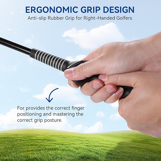 New Upgrade Golf Swing Trainer, Golf Grip Trainer for Warm Up, Adjustable Speed Controller Training Aid for Right Handed Golfers, Golf Swing Aid with Ergonomic Grip, Indoor & Outdoor Use