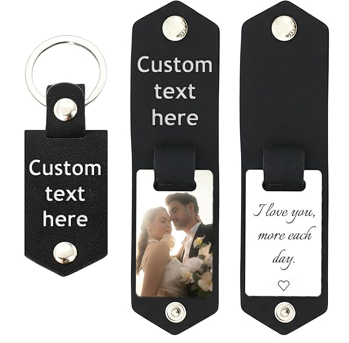 Custom Keychains with Picture Personalized Photo Logo Text Customized Key Chain for Boyfriend Dad Men Women Gifts