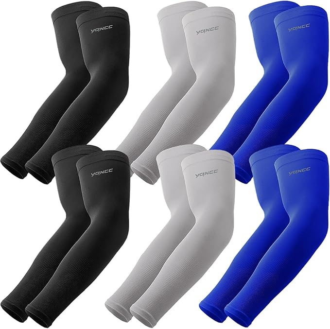 YQXCC 4 Pairs Arm Sleeves, Cooling UV Sun Protection Sports Compression Sleeves for Men Women, Golf Basketball Arm Sleeves