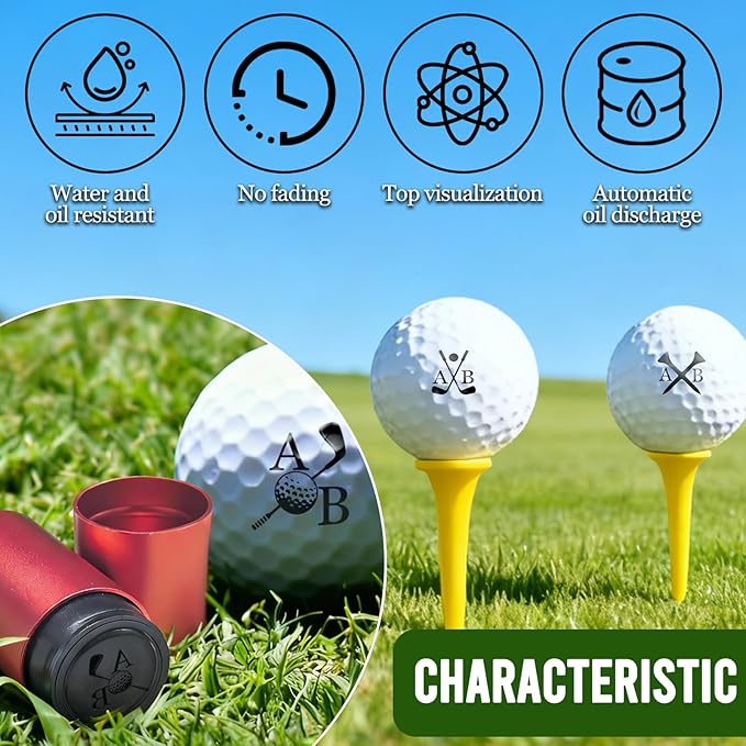 Custom Golf Ball Stamp Personalized Golf Ball Marker with Monogrammer Name Logo Customized Golf Stamper Waterproof Ink Accessories Gifts for Men Golfer Dad Husband