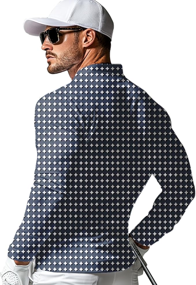 Men's Long Sleeve Golf Shirt Quick Dry 3 Button Work Fishing Outdoor Casual Collar Shirt