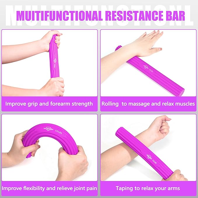 Flex Therapy Bar and Grip Strength Trainers set, Physical Therapy & Resistance Bar for Golfers Elbow, Tendinitis, Wrist,Forearms Pain, Improve Grip Strength and Relieve Pain