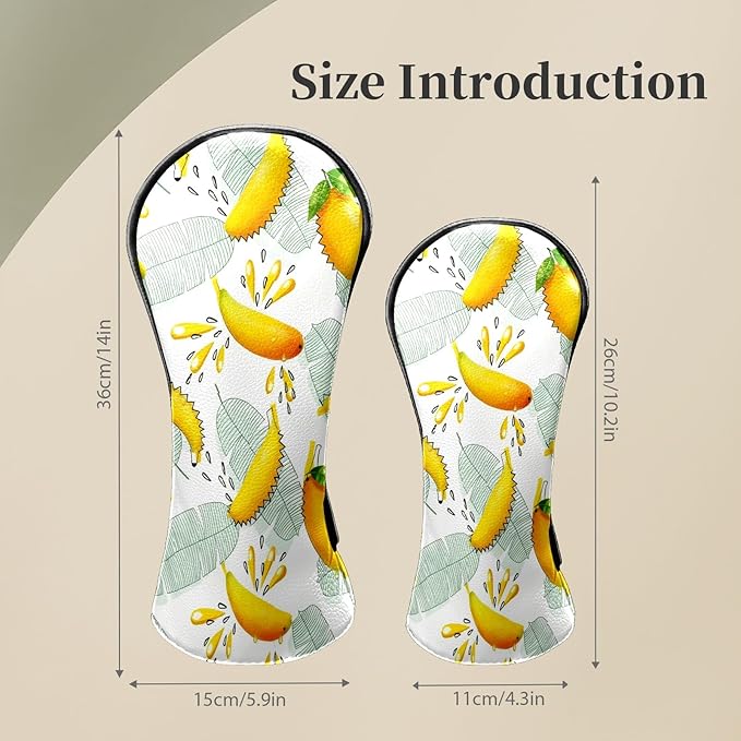 Premium Leather Golf Club Headcovers,Mango Pattern Fits Driver Hybrid Fairway 3/5 Wood,with Scratch-Resistant Lining, Gift for Men and Women