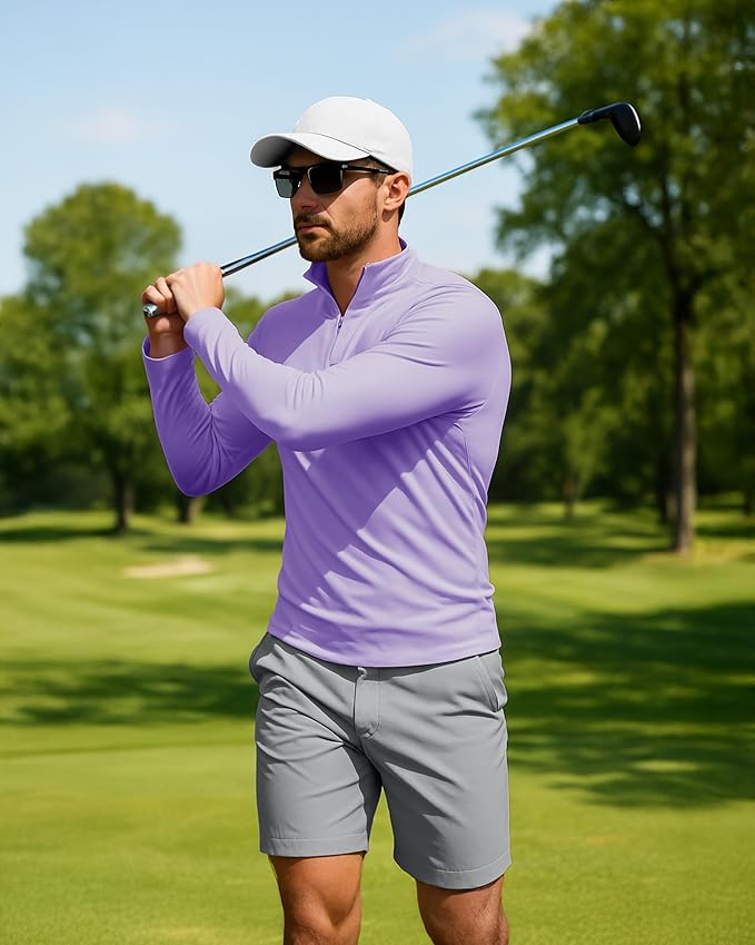 Boladeci Men's UPF 50+ Sun Shirts 1/4 Zip Long Sleeve SPF UV Protection Lightweight Quick Dry Quarter Zip Golf Shirts