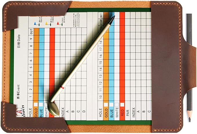 Personalized Leather Golf Scorecard Holder Cover, Handmade Yardage Book Cover Holder With Pencil Holder, Custom Leather Yardage Book Cover Holder, Golf Gift