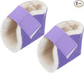 2 Pcs Heel Protectors for Pressure Sores Sheepskin Heel Pads Soft Foot Cushions Pad Protectors Adjustable Foot Pillows with Securing Strap for Bed Sore Ankle Ulcers(Purple)
