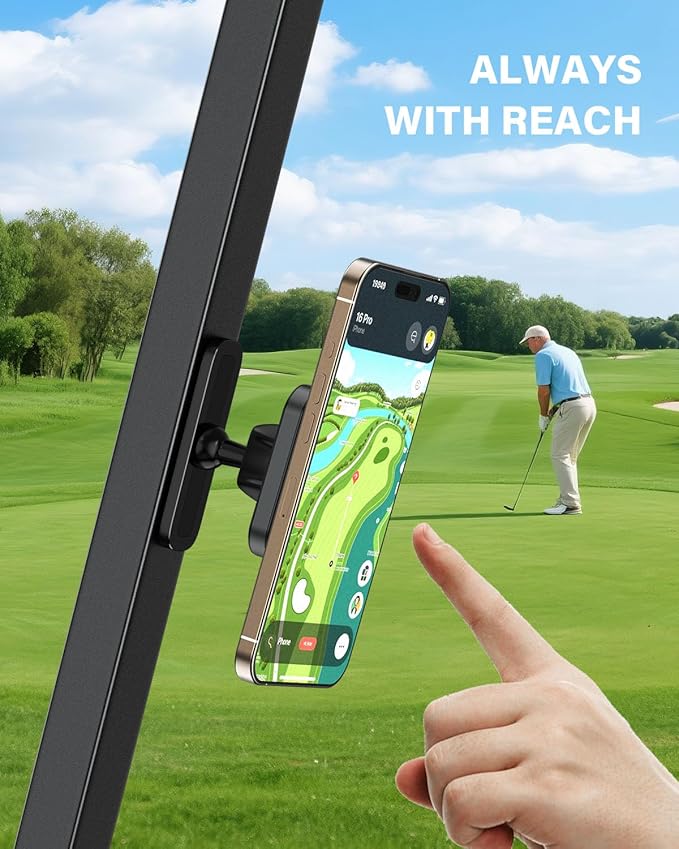 A2C Upgraded Magnetic Golf Cart Phone Holder for MagSafe iPhone 17 Pro Max 16 15 14 13 12 Fits EZGO Club Car Yamaha Icon, Golf Accessories for Men Father Dad 2025 Stocking Stuffers Ideas Golf Gifts