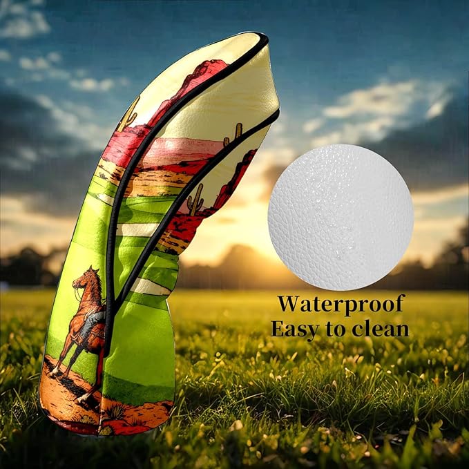 Golf Head Covers Leather Driver Headcover, Premium Golf Club Covers with Anti-Scratch Lining 1/3/5 Wood Head Covers for Golf Clubs for Women Men