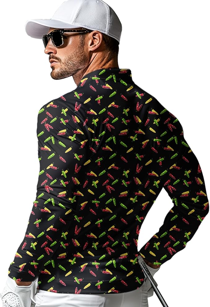 Men's Long Sleeve Golf Shirt Quick Dry 3 Button Work Fishing Outdoor Casual Collar Shirt