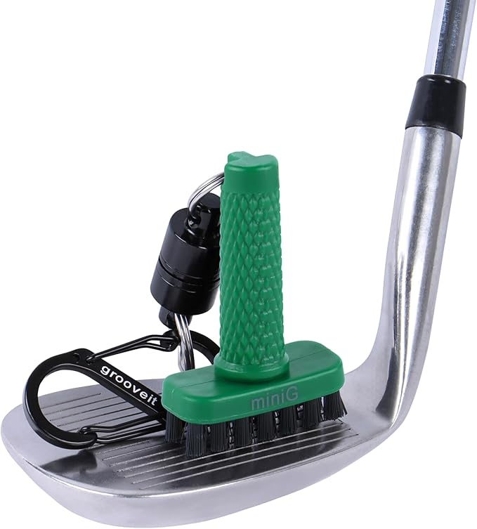 Grooveit Green Mini Golf Brush The MiniG 'Dry Scrubber' Features A Detachable Magnet, Heavy-Duty Nylon Bristles, and 3-Yr Warranty - Used On All Professional Golf Tours - Golf Accessory of 2023
