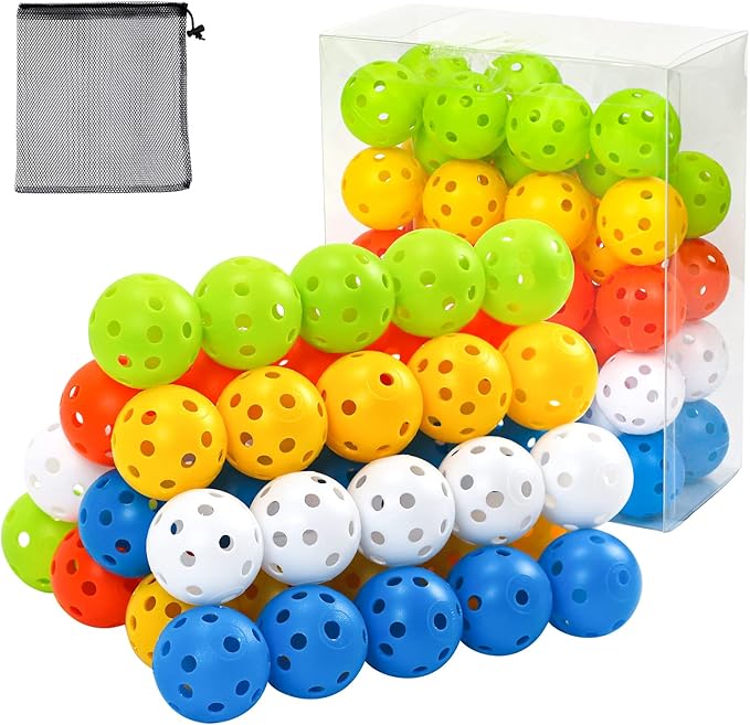 Plastic Golf Balls Practice Limited Flight Golf Training Ball Hollow Swing Practice Indoor Golf Balls with Mesh Drawstring Bag for Backyard Driving Range or Outdoor