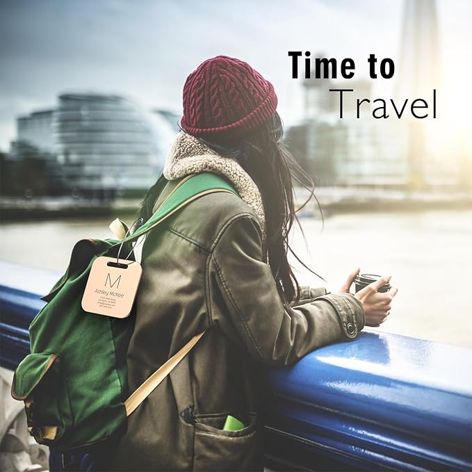 Luggage Tags for Suitcase - Personalized Engraved Rose Gold Metal Tag for Cruise Travel - Custom Name Tags Suitable for Bags and Backpacks