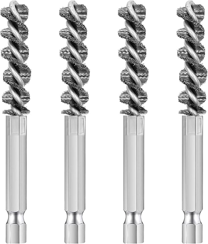4 Pcs Golf Clubs Head Hosel Brush, Golf Club Brush, Golf Stainless Steel Hosel Wire Brush Electric Drill Cleaning Wire Brush Tool, Hex Shank Handle Electric Drill Wire Brush for Wood and Iron, Sliver
