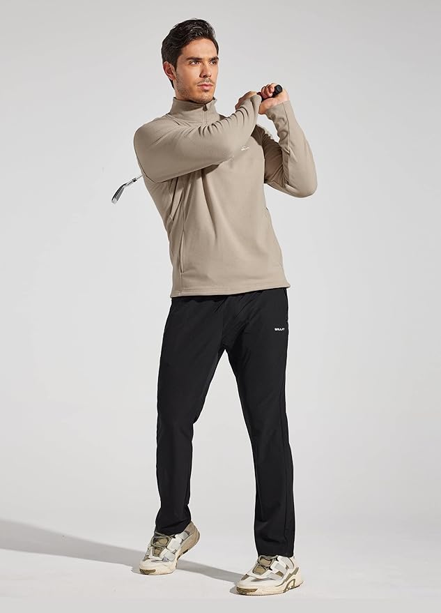 Willit Men's Winter Shirts Fleece Pullover with Pocket Quarter Zip Cold Weather Golf Hiking Casual Warm Shirts Long Sleeve