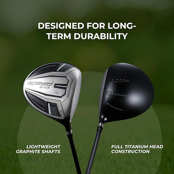 Titanium Driver Golf Club, Loft Lightweight Graphite Shaft, Oversized Sweet Spot, Aerodynamic, USGA Conforming Mens Driver + Deluxe Headcover