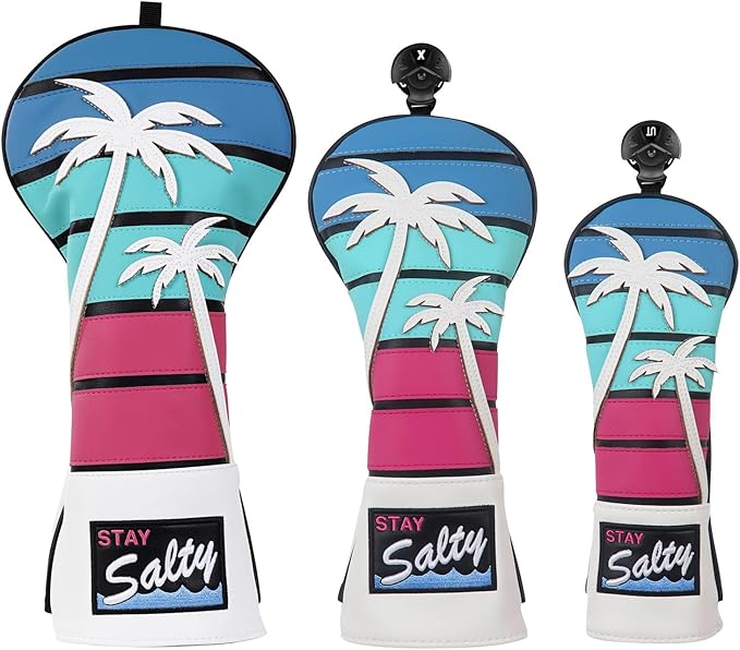 mytag Tropical Golf Headcovers, Coconut Tree Golf Head Covers for Woods and Driver, Putter Covers 3D Embroidery