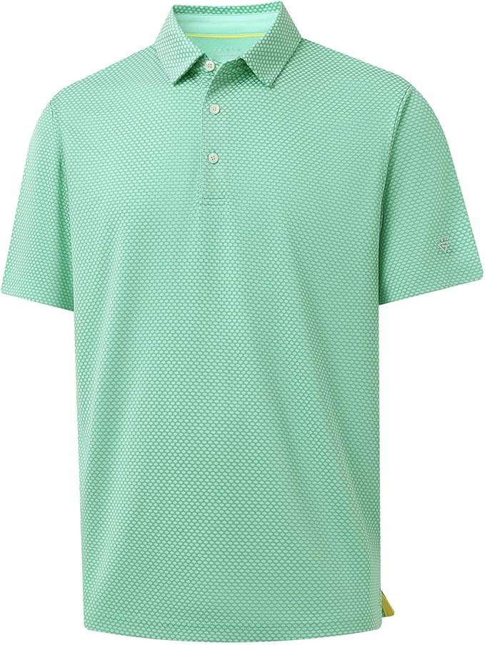 M MAELREG Golf Shirts for Men Moisture Wicking Jacquard Breathable Performance Dry Fit Collared Mens Polo Shirts Short Sleeve