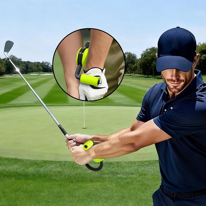 Golf Swing Trainer with Golf Swing Training Aid, Golf Grip Trainer Enhance Grip Strength Precision, Correct Hand Posture, Wrist Trainer Kit with Arm Band for All Golfers