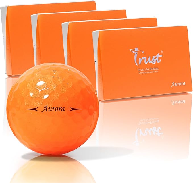 Trust Golf Balls - Aurora & Rosa Crystal Urethane Series | Eye-Catching & Easy to Spot | Maximum Distance, Soft Feel, Straight Flight, & Greenside Control | Blue, Orange, Pink, Yellow | 12 or 48 Balls