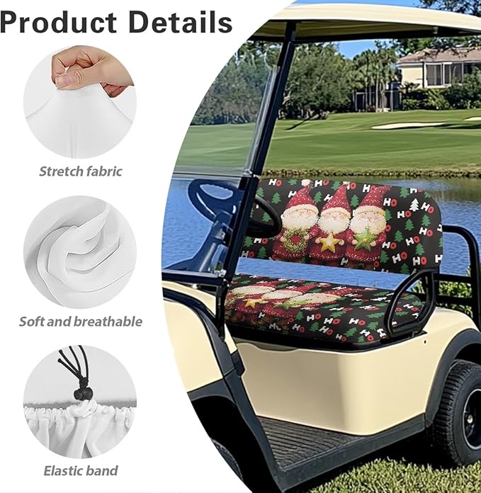 Golf Cart Seat Covers, Universal Fit & Nonskid Bottom Fits for Club Car 2 Person Seats Golf Carts