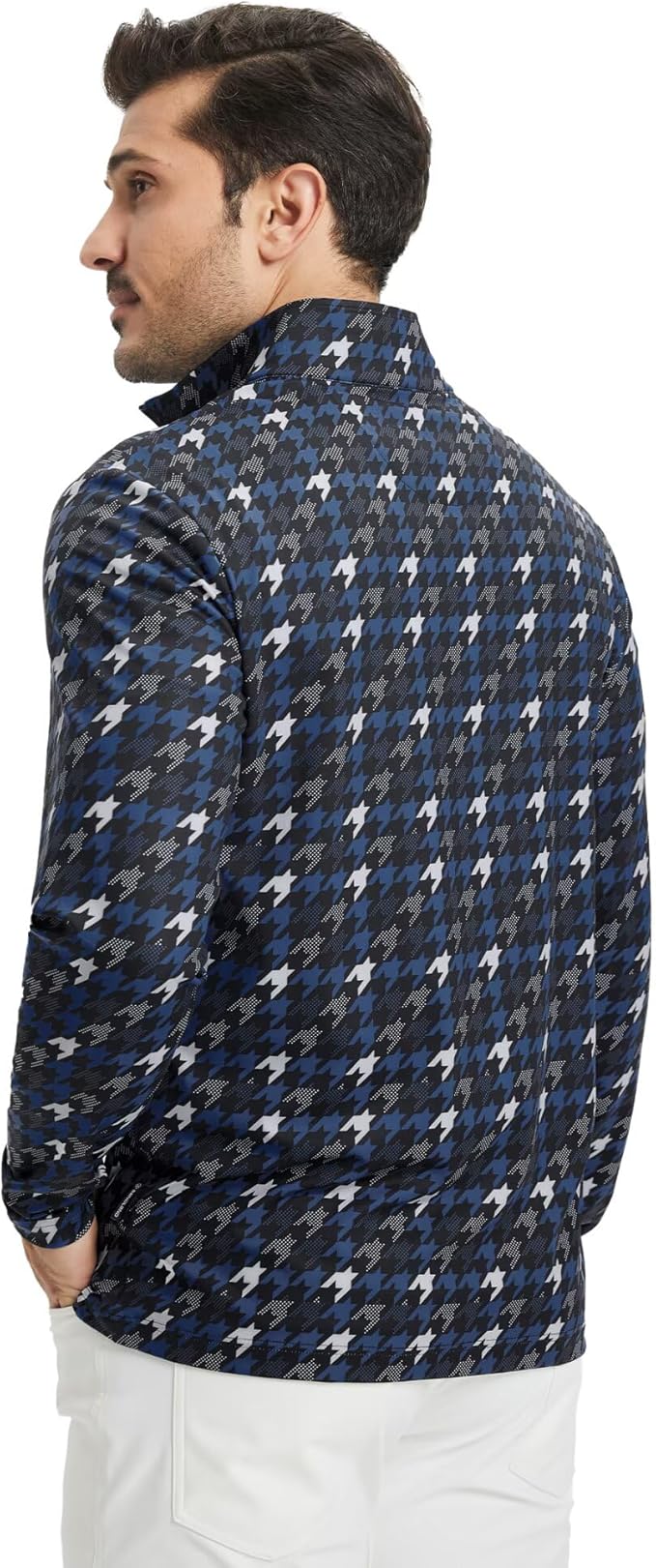 M MAELREG Quarter Zip Golf Pullover Men Dry Fit Long Sleeve Performance Wicking 1/4 Zip Full Print Pullover Mens Sweatshirt