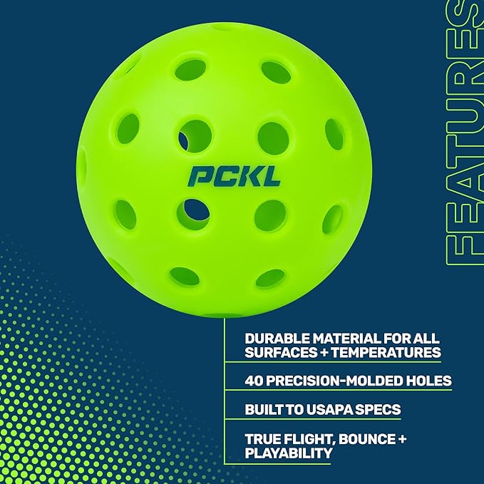PCKL Optic Speed Pickleball Balls | Choose Indoor or Outdoor Pickleballs | USAPA Tournament Aproved | 4 Pack Crack-Resistant