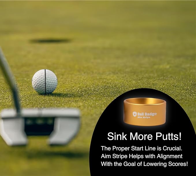 Ball Badge Aim Stripe - 360 Degree Golf Ball Line Marker Kit with Golf Bag Attachment for Perfect Alignment and Precision Putting