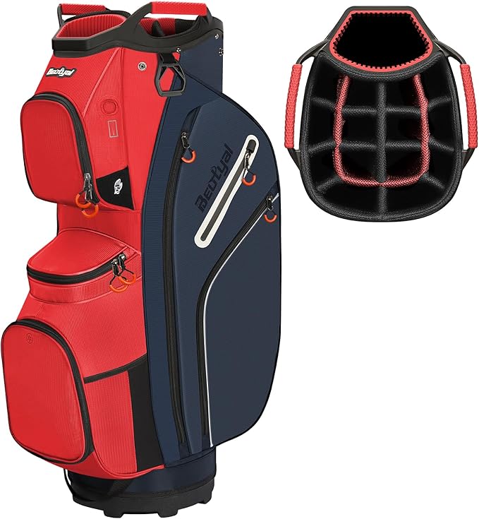 Golf Cart Bag 15 Way Organizer Divider Top Golf Club Cart Bag for Men Women with Cooler, Handles and Rain Cover