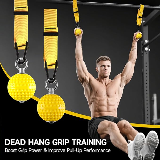 FitBeast Pull Up Ball Grips & Finger Straps Set – Grip Balls for Dead Hangs, Pull Ups, Climbing & Home Gym Training