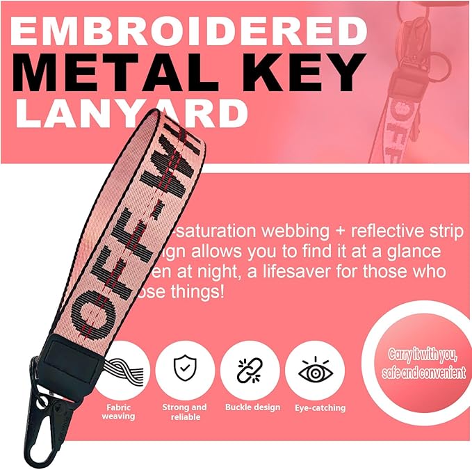 Fashionable Car keychain, Fabric Wrist Strap With Key Ring, Can Be Used To Hang Car key chain, Wallets, Jeans Decorations, Key Chain Accessories(Pink)