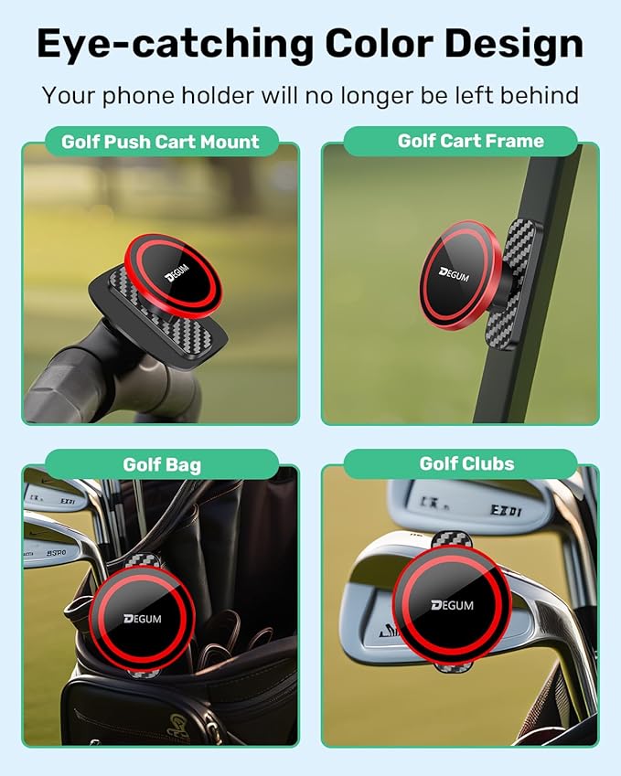 Magnetic Golf Cart Phone Holder, Compatible with MagSafe iPhone 16 Pro Max Plus 15 14 13 12 Mini, for GPS & Golf Apps, Fits EZGO, Club Car, Yamaha, and Icon, Golf Cart Accessories