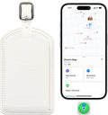 Luggage Tags Built-in Anti-Loss Tracker, Luxury Leather Luggage Tags for Suitcase, Travel Bags, Backpacks, Travel Organizer for Lost Baggage Prevention (Creamy White)