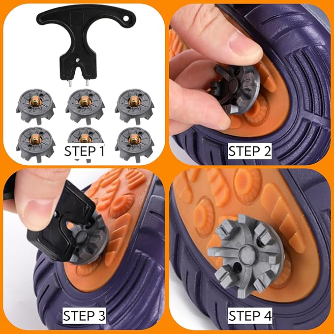 51 Piece Golf Spikes, Golf Cleats Replacement with Cleat Spanner, Metal Thread Screw 6 mm Soft Pins Stud for Lawn Cricket Shoes Players