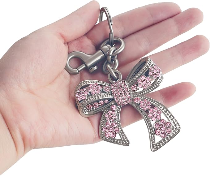 Sparkly Bow Bag Charm Rhinestone Bow Purse Charms Bows Keychain Women Bag Charm for Handbag