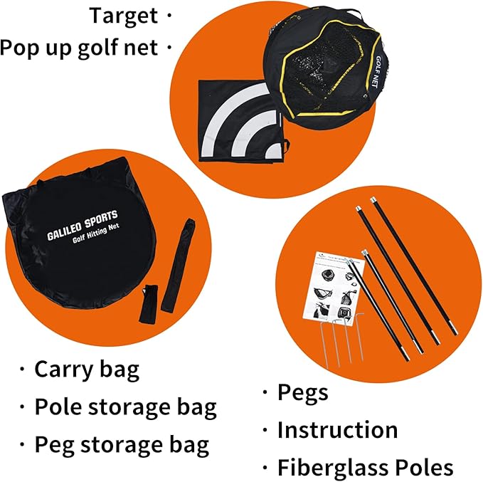 Golf Pop-Up Practice Net: 6x6x3ft Portable for Backyard Training Garage Use Youth Men Women Driving Range Gift