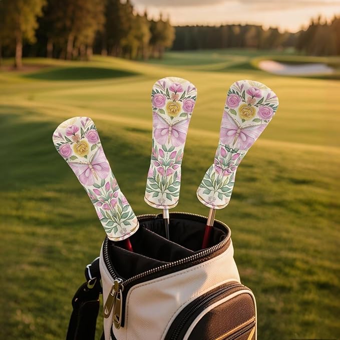 Golf Club Head Covers for Club Protective, Waterproof PU Leather Driver Fairway Wood Hybrid Head Cover