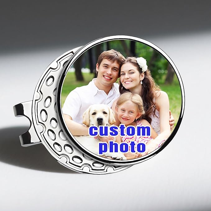 Custom Golf Ball Marker Hat Clip with Photo Text Personalized Magnetic Ball Markers Hat Clip for Men Women Golfer Removable Attaches Premium Gifts