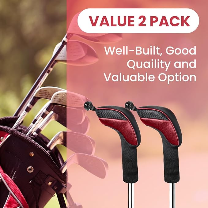 FINGER TEN Golf Club Head Covers for Hybrids Long Headcover Interchangeable Accessories for Ultimate Club Protection