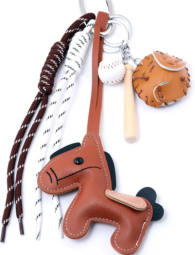 Unique Keychain Designer Rope Bag Charms for Handbag - Cute Teddy Bear Purse Charm - Leather Dachshund Accessory