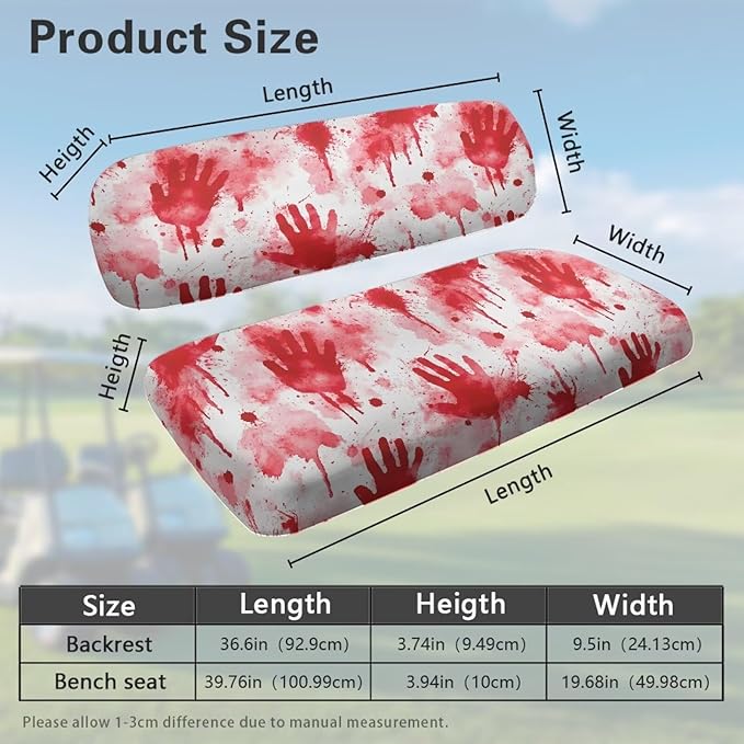 Golf Cart Seat Covers, Universal Fit & Nonskid Bottom Fits for Club Car 2 Person Seats Golf Carts