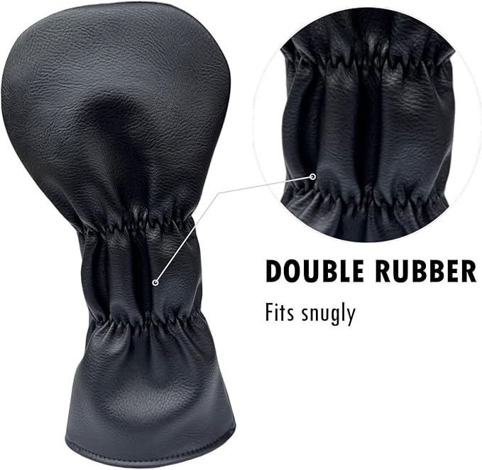 Golf Club Headcover 3 Wood Headcover Black n White Premium PU Leather Driver #3 Fairway Wood Hybrid Wood Head Cover Fits for All Brand