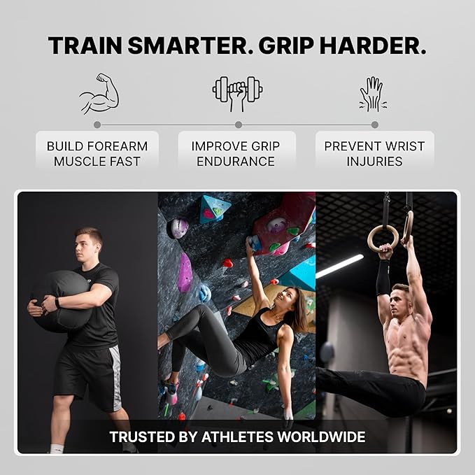DMoose Fitness Forearm Strengthener & Wrist Roller - 2 in 1 Arm Exerciser with Non-Slip Premium Grip, Durable Nylon Rope - Helps with Elbow Tendonitis, Wrist Recovery & Strength Training (Patented)