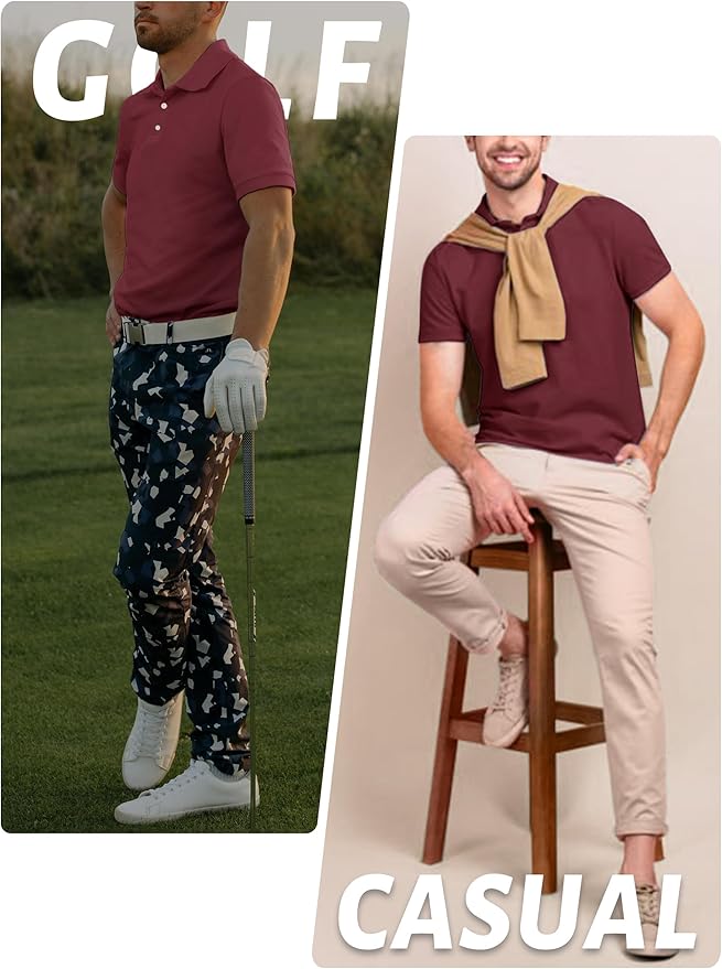 TACVASEN Mens Golf Shirt Dry Fit Mens Polo Shirts Short Sleeve Performance Golf Polos for Men with Collar Work Shirts