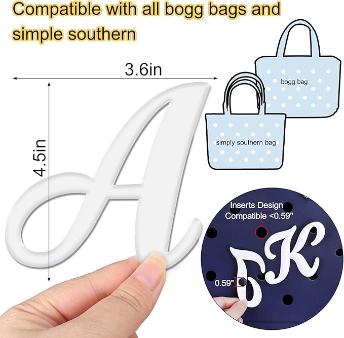 Mity rain Letter Charms for Bogg Bag，Alphabet Lettering Accessories Charms Compatible with Bogg Bag Original All Models, Insert Decorative Letter for Handbag Beach Tote Bag A