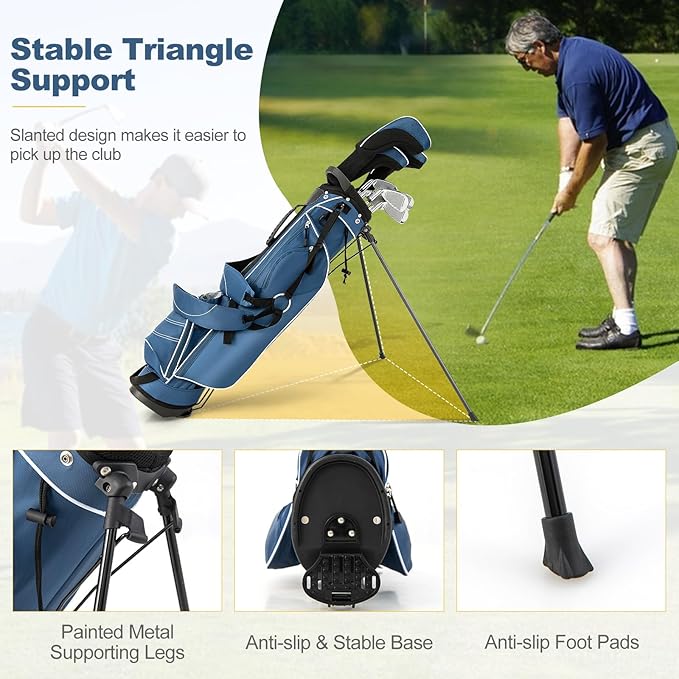 ULTIMATE Golf Stand Bag with 4-Way Top Dividers, Portable Ergonomic Golf Bag with 4 Zippered Pockets, Cooler Bag, Rain Hood and Dual Strap System, 3.5 LBS Lightweight for Men&Women