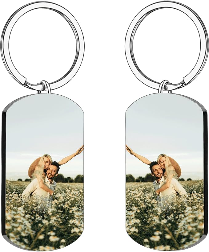Custom Keychains with Picture Personalized Photo Logo Text Customized Key Chain for Boyfriend Dad Men Women Gifts